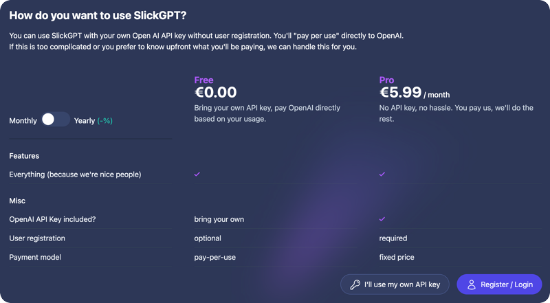SlickGPT Preise